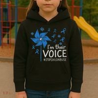 Stop Child Abuse Child Abuse Prevention Awareness Pinwheel Kids Hoodie thumb 3