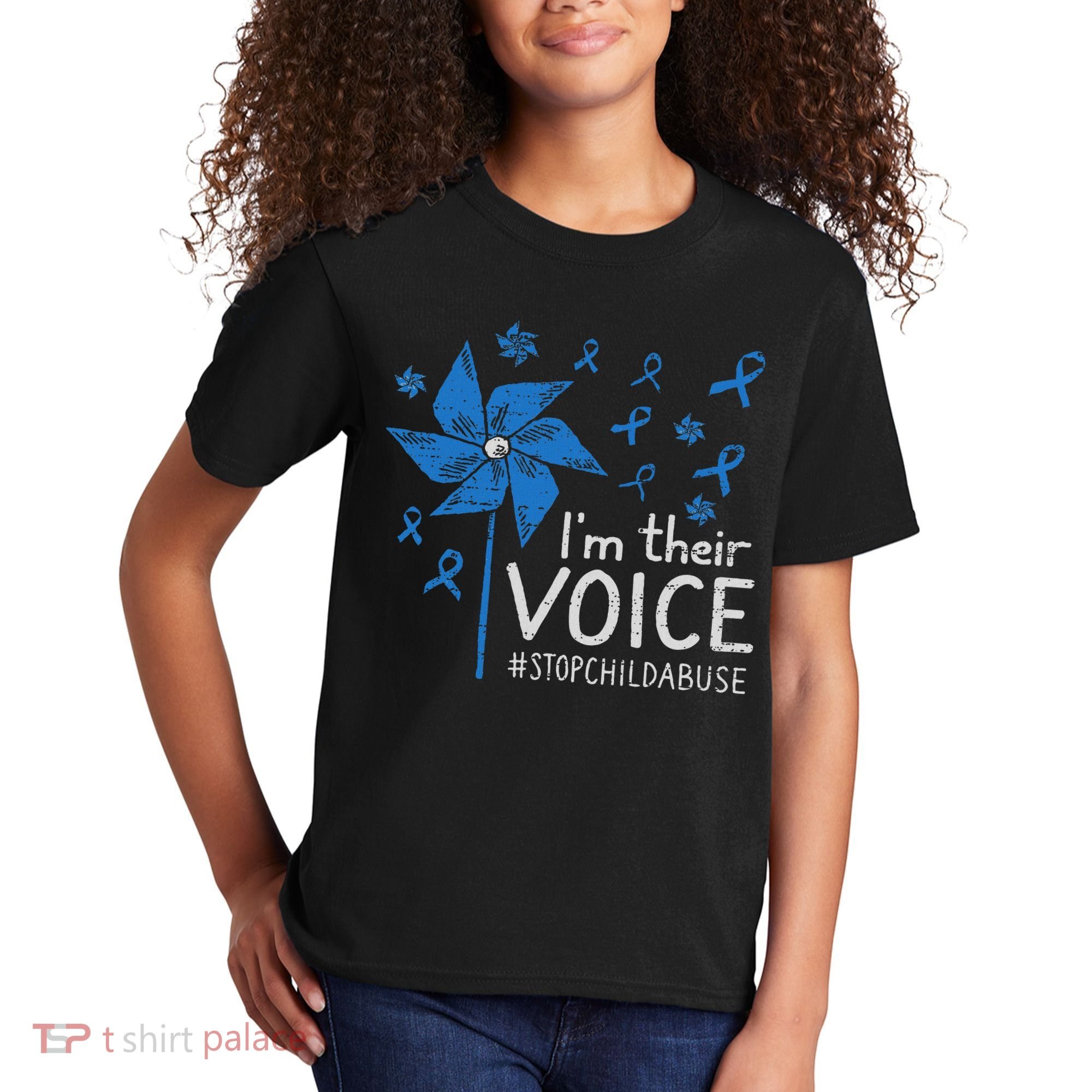 Stop Child Abuse Child Abuse Prevention Awareness Pinwheel Kids T-Shirt