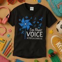 Stop Child Abuse Child Abuse Prevention Awareness Pinwheel Kids T-Shirt thumb 3