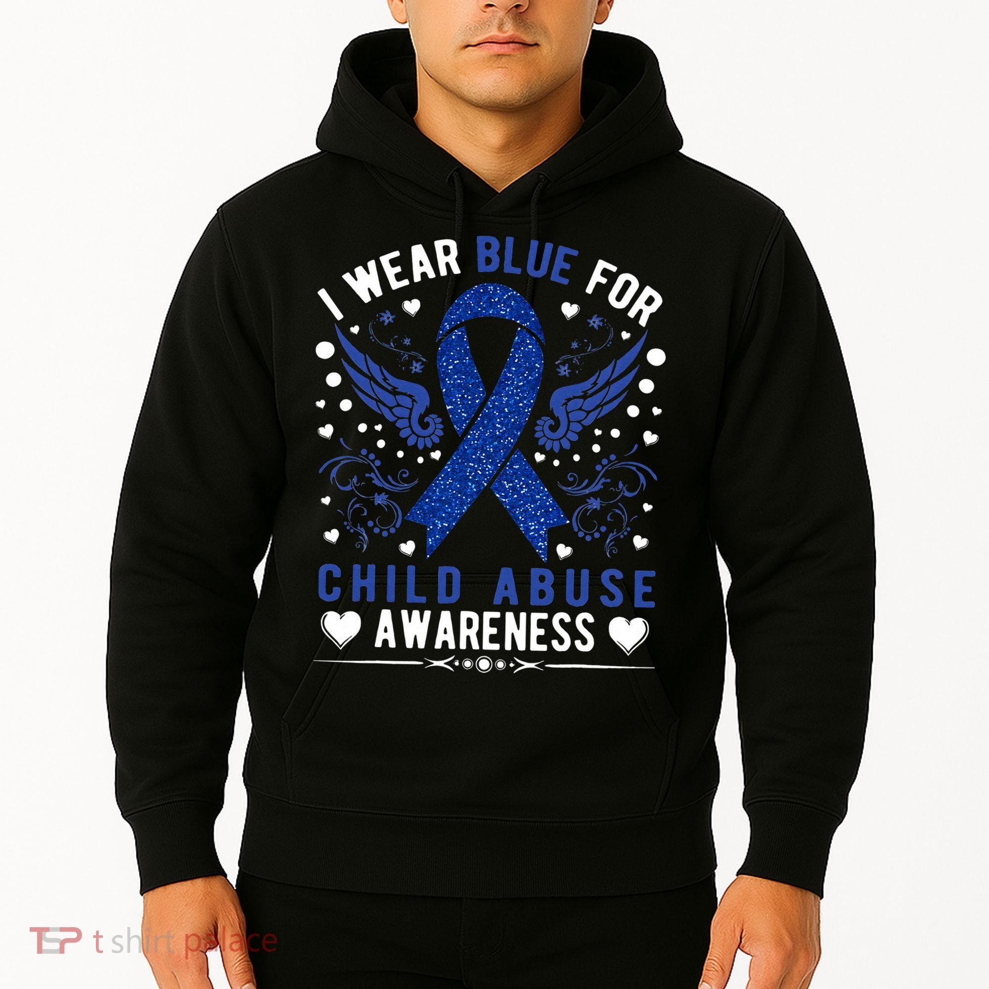 Stop Child Abuse Prevention Month Blue Ribbon Awareness Hoodie