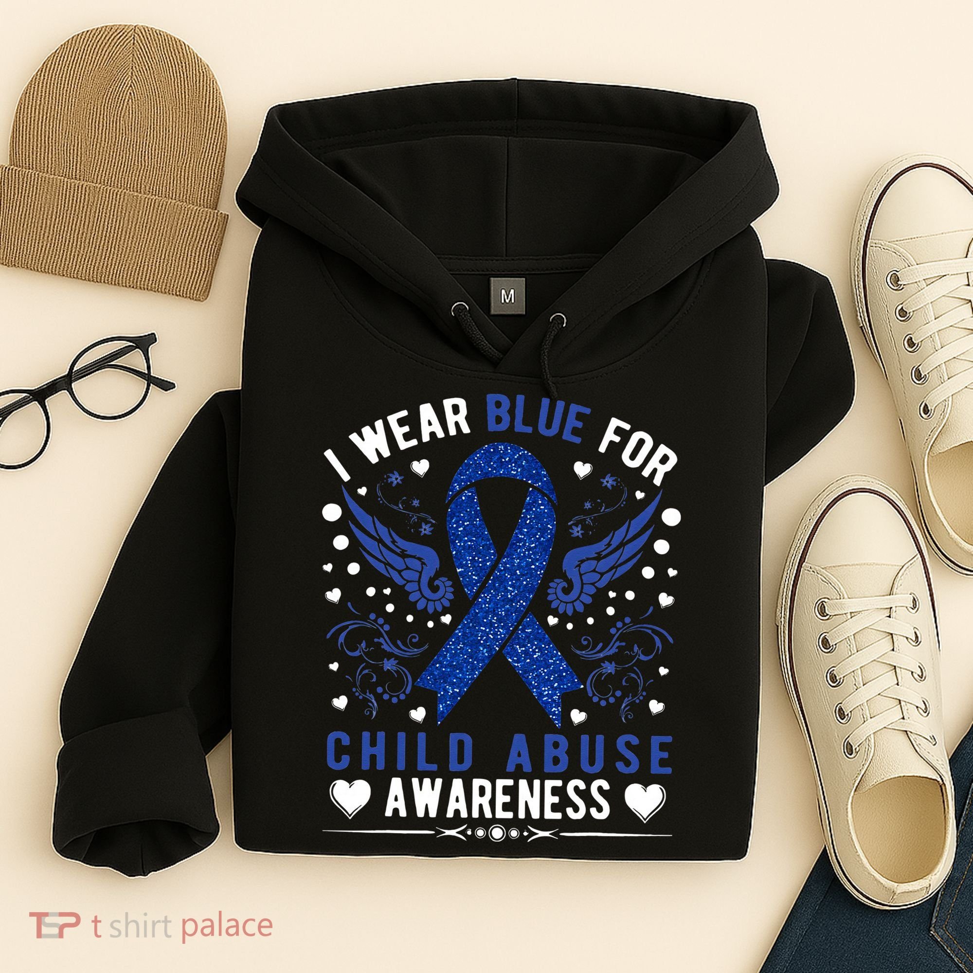Stop Child Abuse Prevention Month Blue Ribbon Awareness Hoodie
