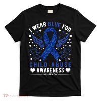 Stop Child Abuse Prevention Month Blue Ribbon Awareness T-Shirt thumb 0