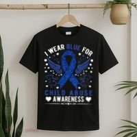 Stop Child Abuse Prevention Month Blue Ribbon Awareness T-Shirt thumb 2