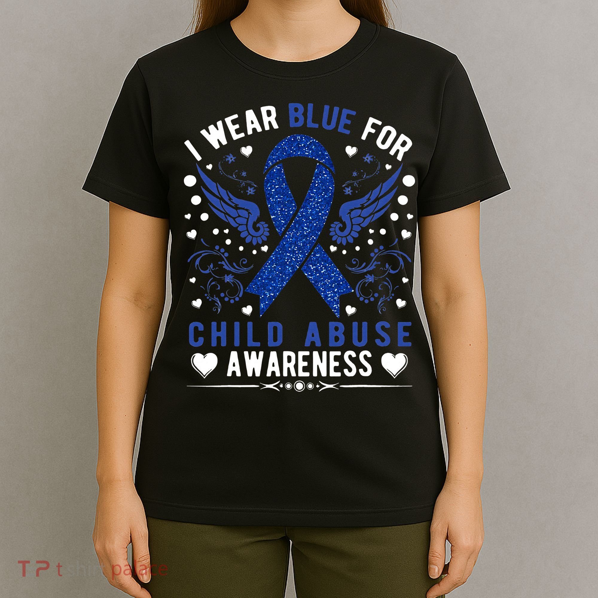Stop Child Abuse Prevention Month Blue Ribbon Awareness T-Shirt