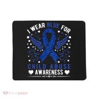 Stop Child Abuse Prevention Month Blue Ribbon Awareness Mousepad thumb 0