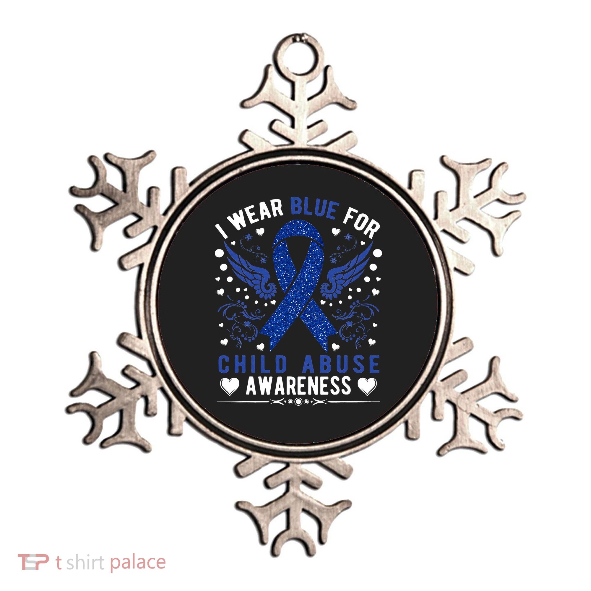 Stop Child Abuse Prevention Month Blue Ribbon Awareness Ornament