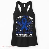 Stop Child Abuse Prevention Month Blue Ribbon Awareness Women's Tank Top thumb 0