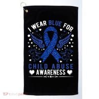 Stop Child Abuse Prevention Month Blue Ribbon Awareness Golf Towel thumb 0