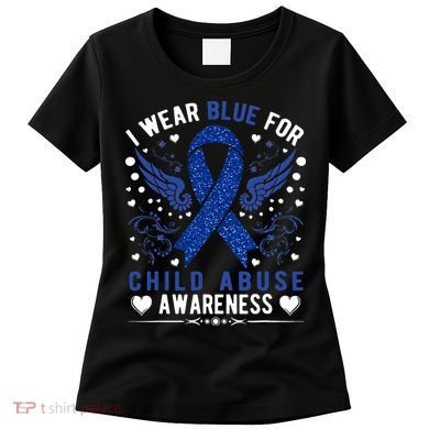 Stop Child Abuse Prevention Month Blue Ribbon Awareness Women's T-Shirt