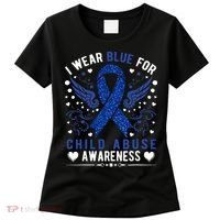 Stop Child Abuse Prevention Month Blue Ribbon Awareness Women's T-Shirt thumb 0