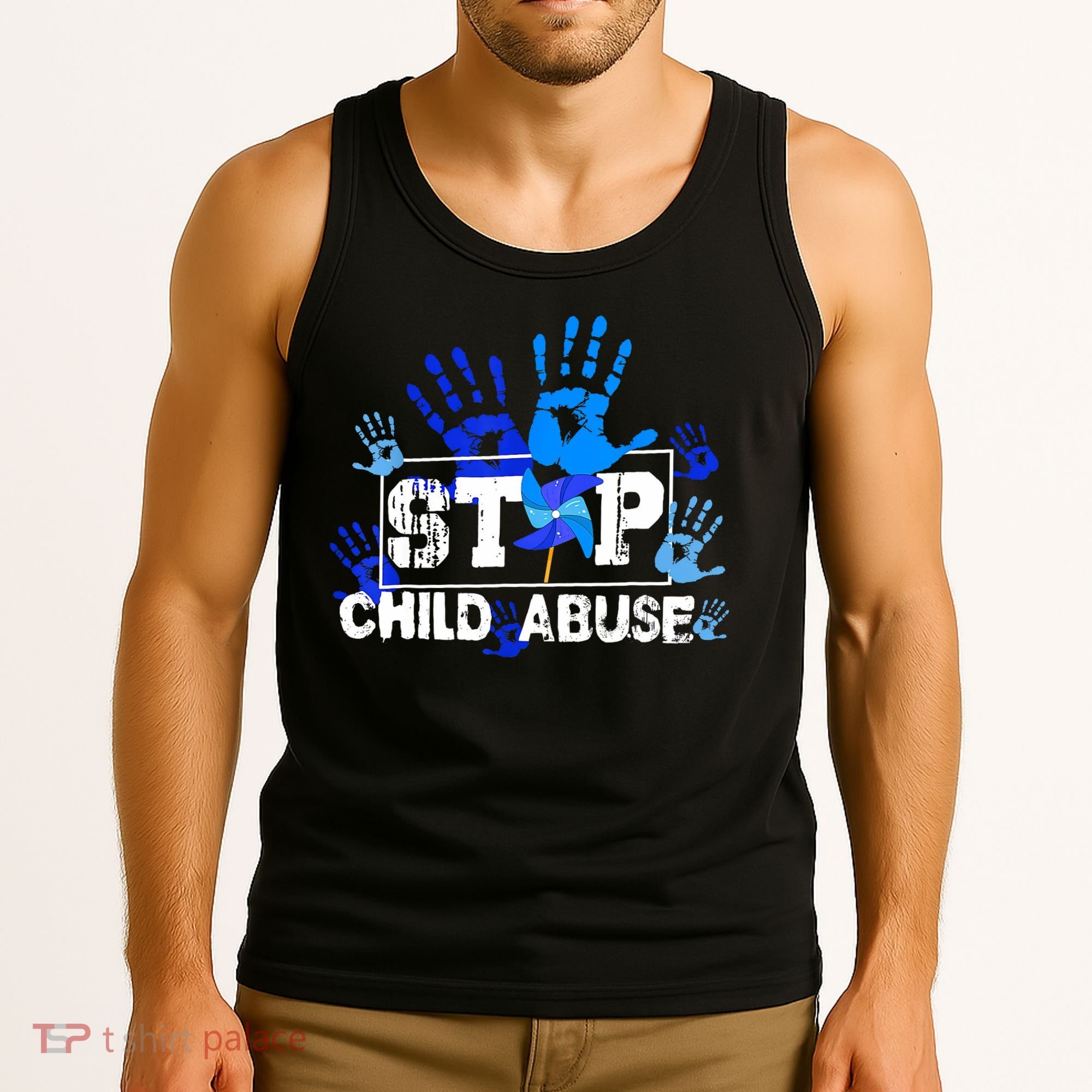 Stop Child Abuse Child Abuse Prevention Awareness Pinwheels  Tank Top