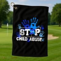 Stop Child Abuse Child Abuse Prevention Awareness Pinwheels  Golf Towel thumb 1