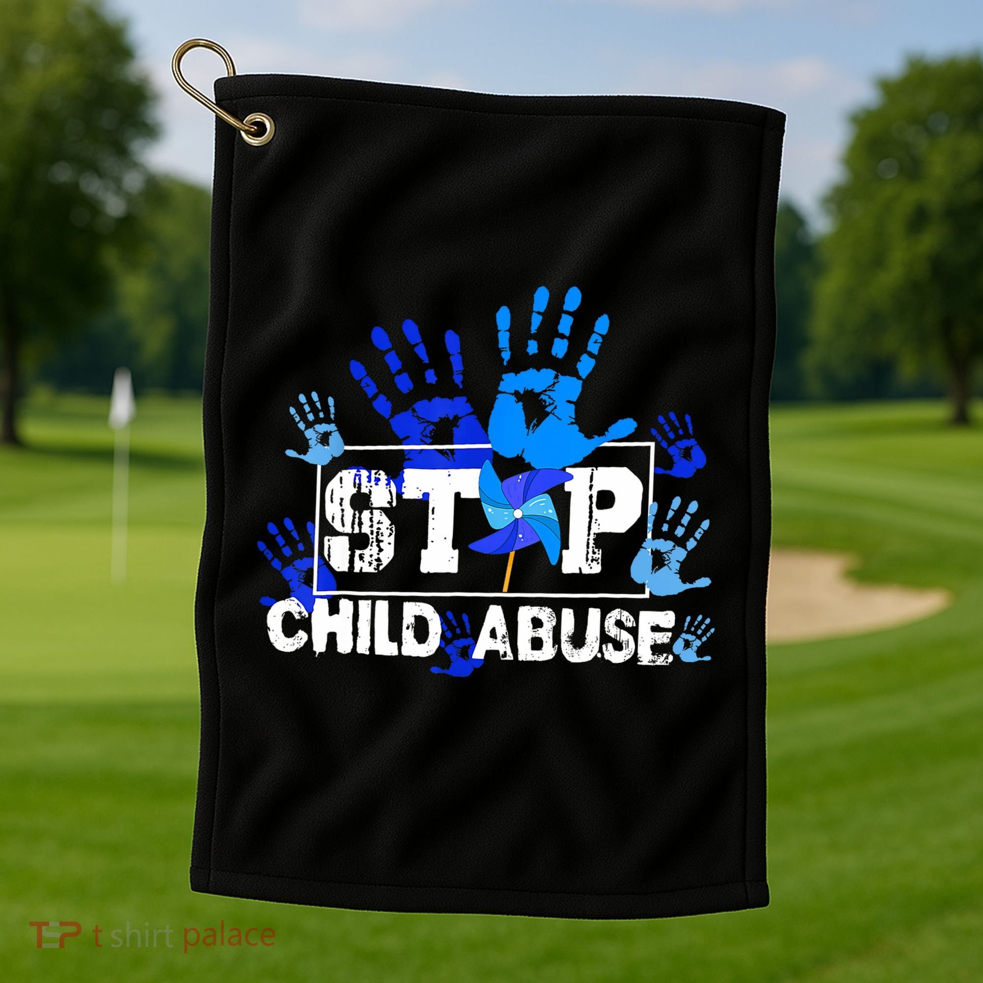 Stop Child Abuse Child Abuse Prevention Awareness Pinwheels  Golf Towel