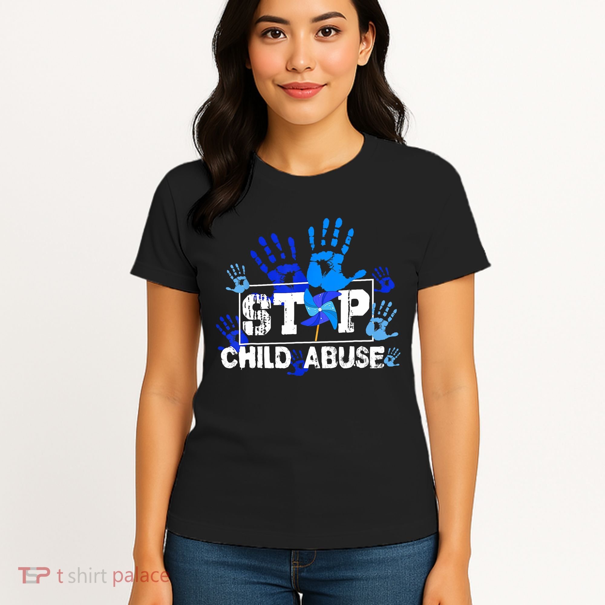 Stop Child Abuse Child Abuse Prevention Awareness Pinwheels  Women's T-Shirt