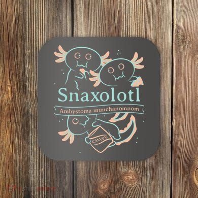 Snaxolotl Cute Axolotl Chips Coaster