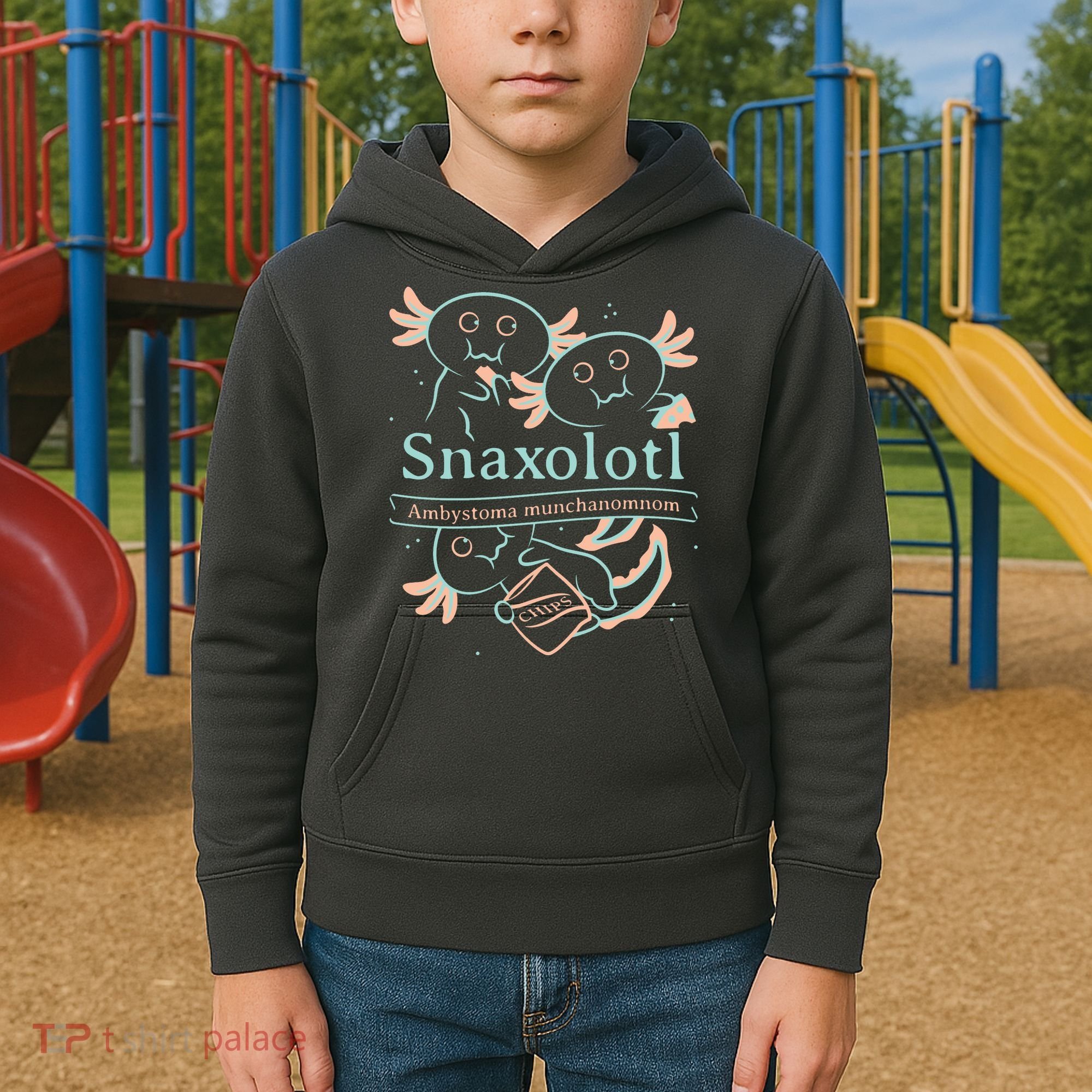 Snaxolotl Cute Axolotl Chips Kids Hoodie