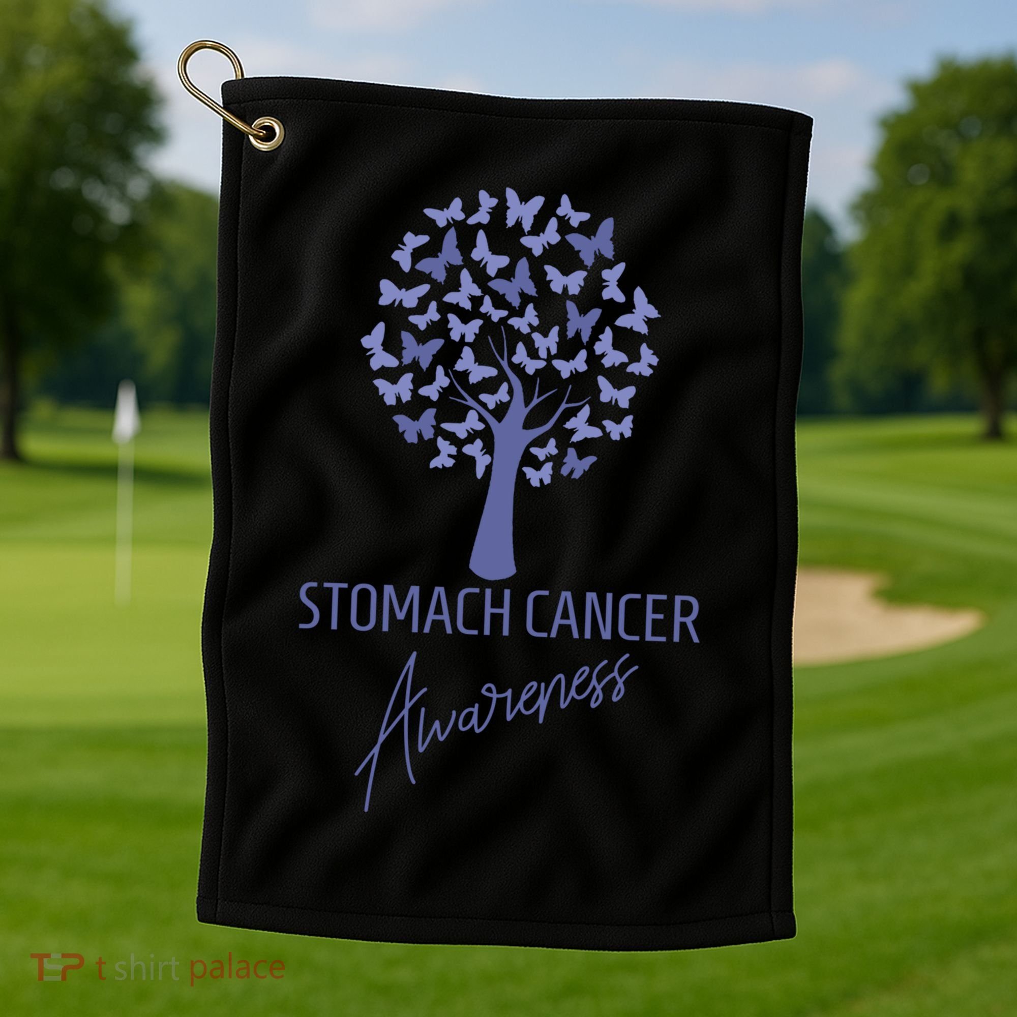 Stomach Cancer Awareness Butterfly Tree Motivational Gift Cute Gift Golf Towel