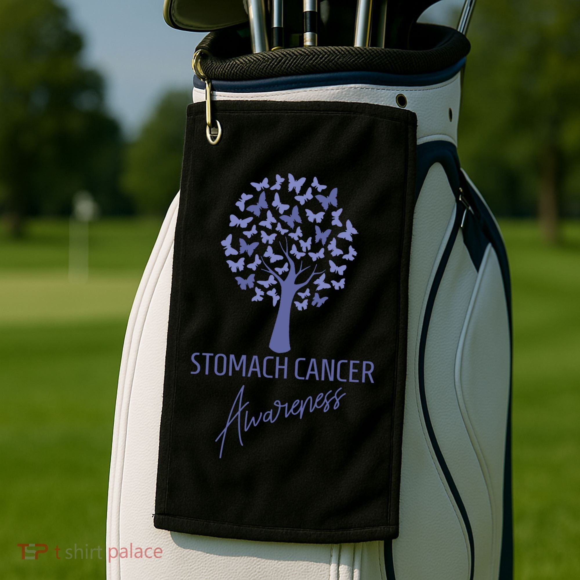 Stomach Cancer Awareness Butterfly Tree Motivational Gift Cute Gift Golf Towel
