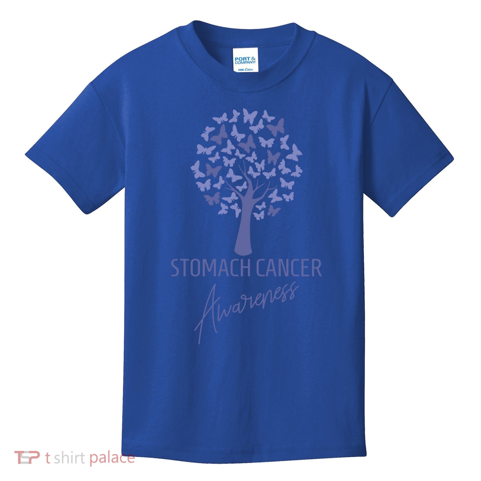 Stomach Cancer Awareness Butterfly Tree Motivational Gift Cute Gift Kids T-Shirt