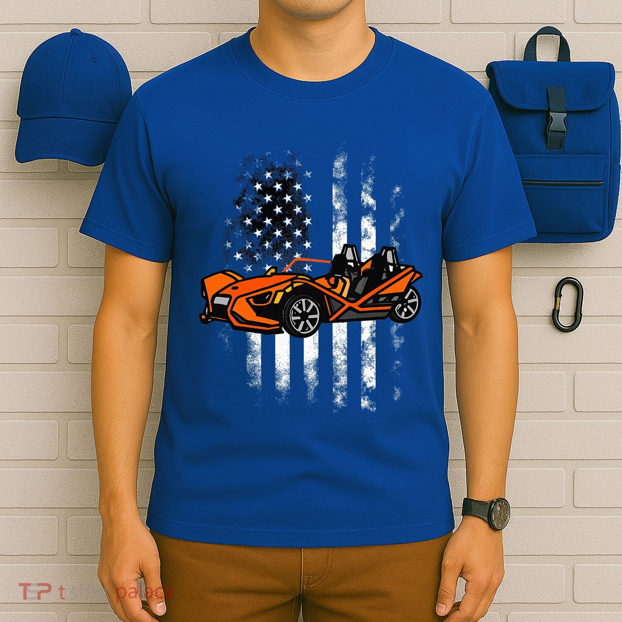 Slingshot Car American Usa Flag 4th Of July Slingshot Car T-Shirt