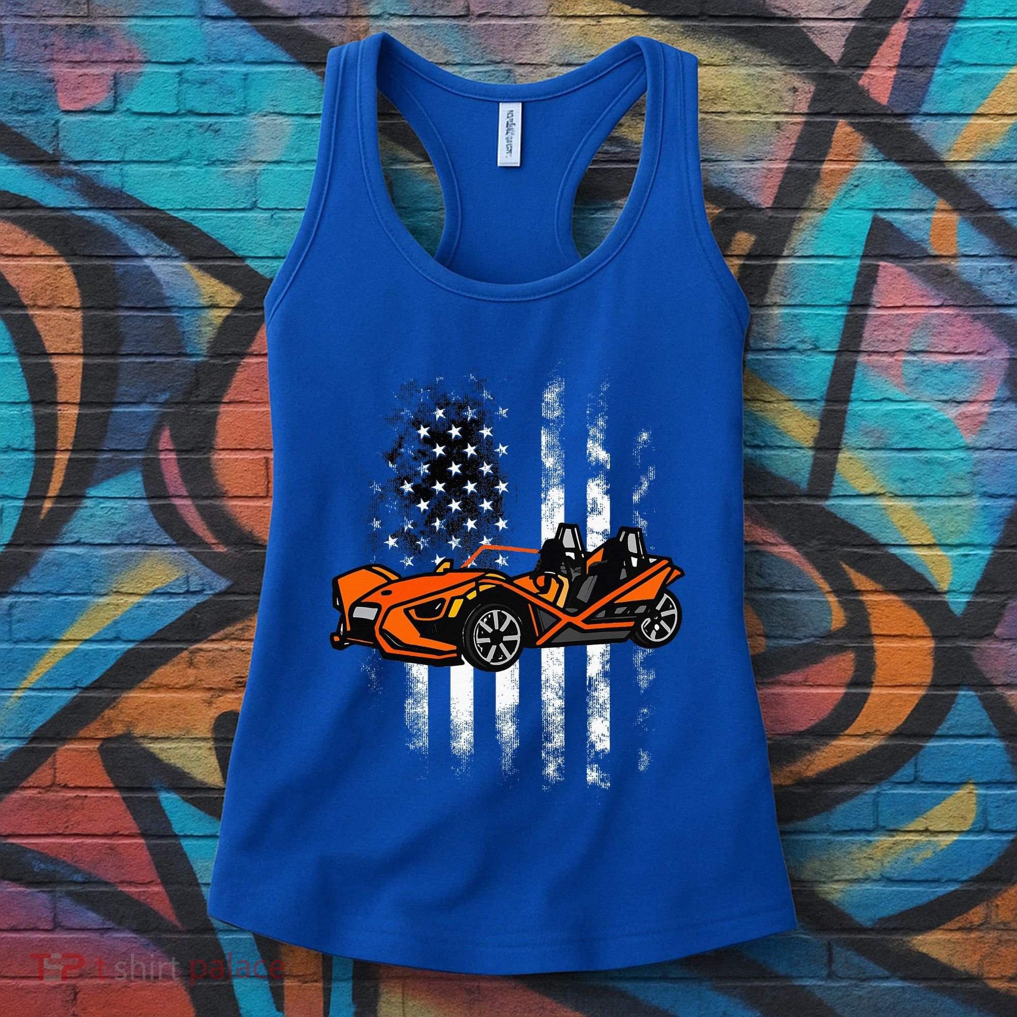 Slingshot Car American Usa Flag 4th Of July Slingshot Car Women's Tank Top