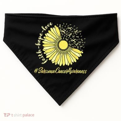 Sarcoma Cancer Awareness Yellow Sunflower Sarcoma Awareness USA-Made Doggie Bandana