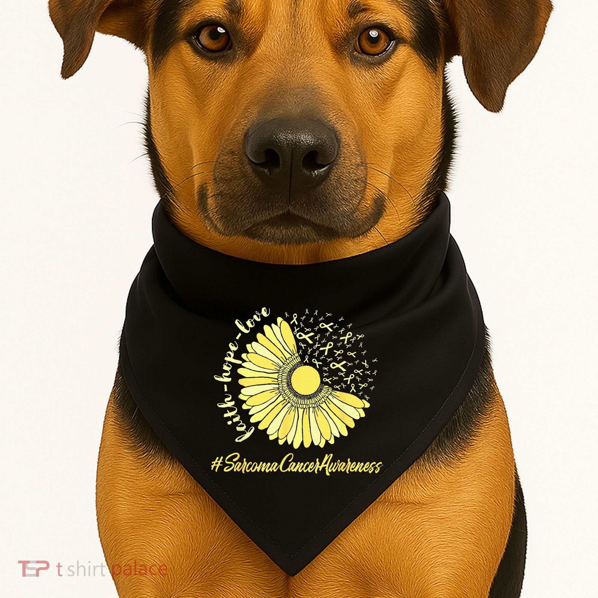 Sarcoma Cancer Awareness Yellow Sunflower Sarcoma Awareness USA-Made Doggie Bandana