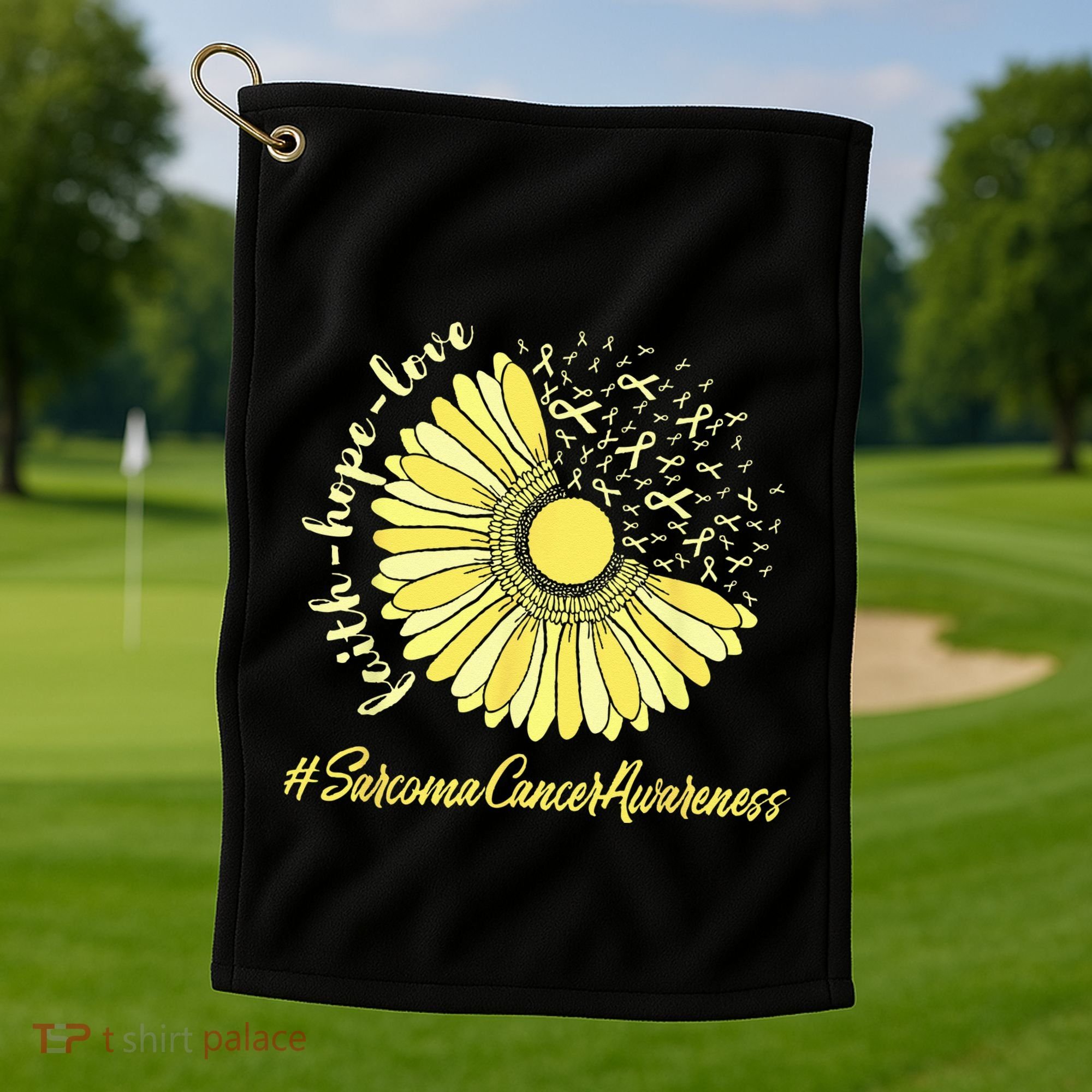 Sarcoma Cancer Awareness Yellow Sunflower Sarcoma Awareness Golf Towel