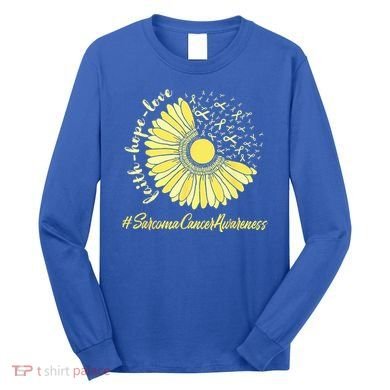 Sarcoma Cancer Awareness Yellow Sunflower Sarcoma Awareness Long Sleeve Shirt