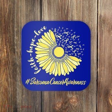 Sarcoma Cancer Awareness Yellow Sunflower Sarcoma Awareness Coaster