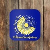 Sarcoma Cancer Awareness Yellow Sunflower Sarcoma Awareness Coaster thumb 0