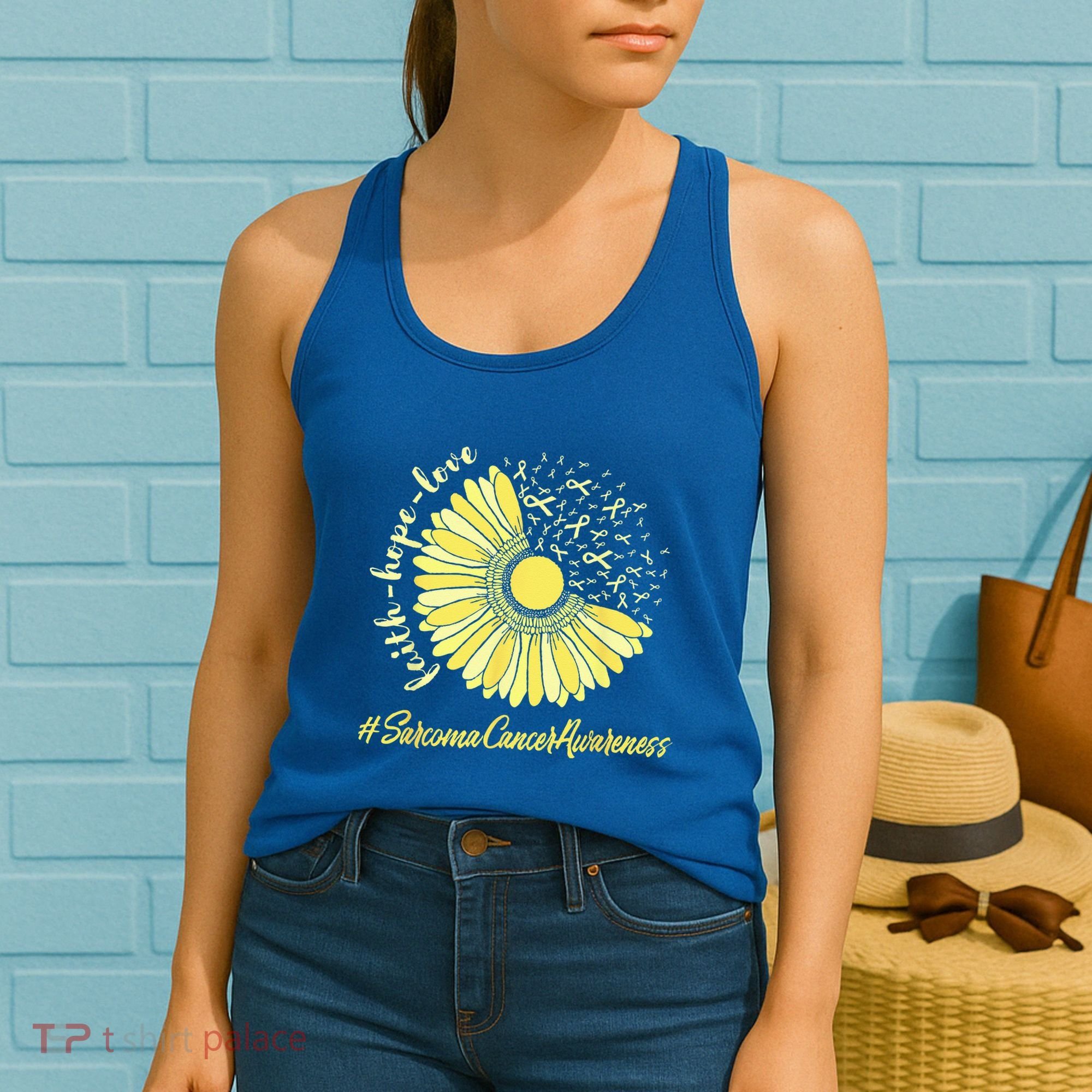 Sarcoma Cancer Awareness Yellow Sunflower Sarcoma Awareness Women's Tank Top