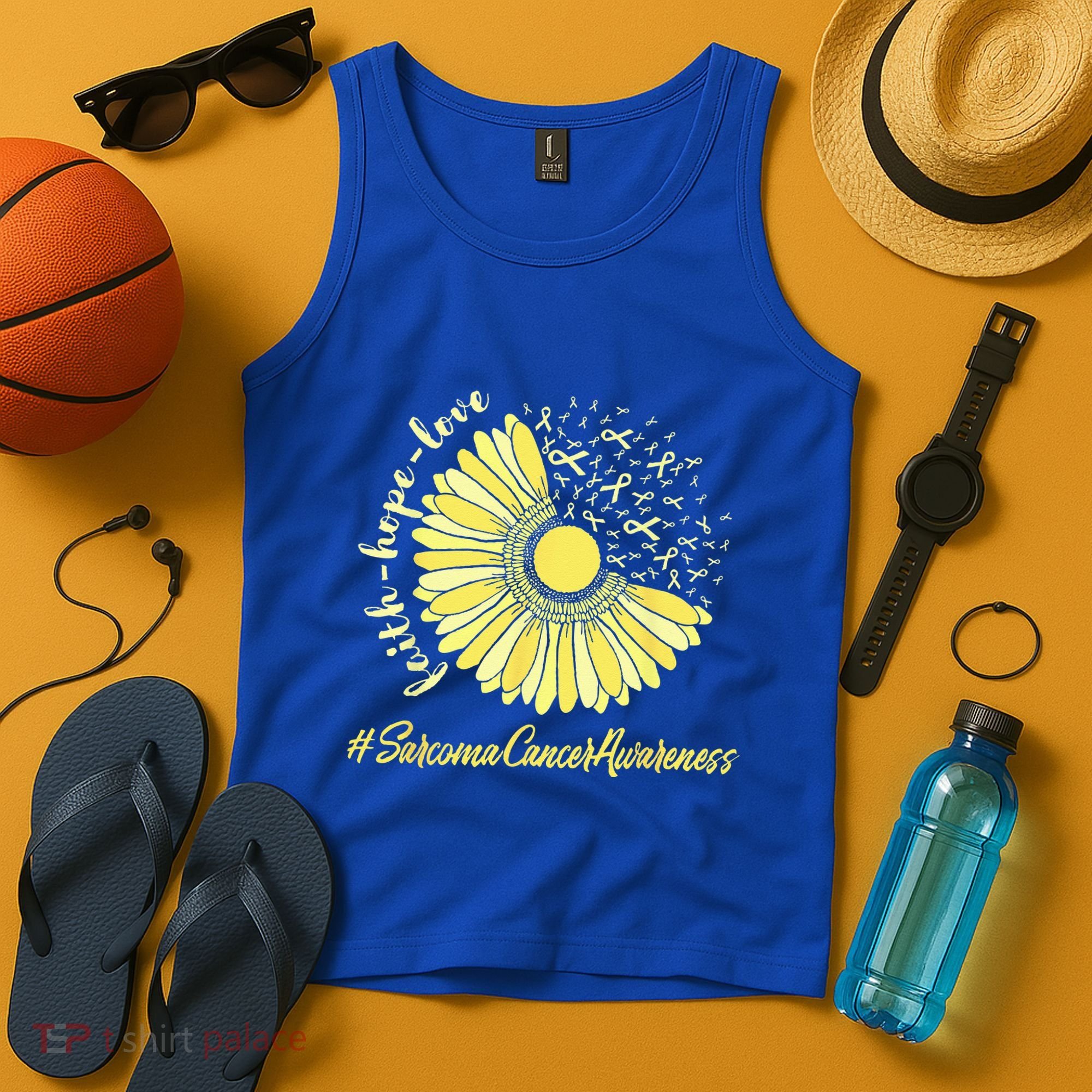 Sarcoma Cancer Awareness Yellow Sunflower Sarcoma Awareness Tank Top