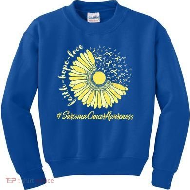 Sarcoma Cancer Awareness Yellow Sunflower Sarcoma Awareness Kids Sweatshirt