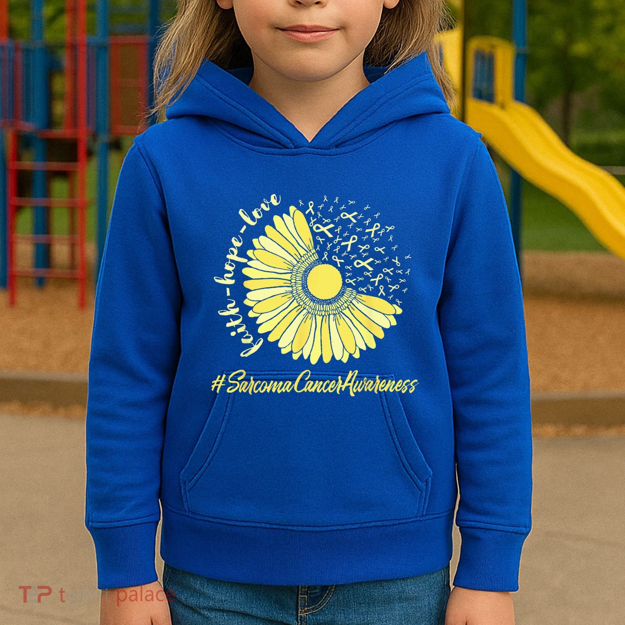 Sarcoma Cancer Awareness Yellow Sunflower Sarcoma Awareness Kids Hoodie