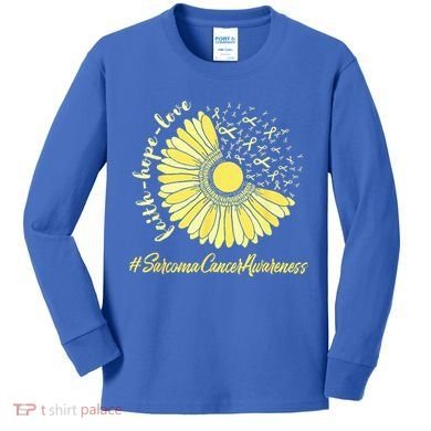Sarcoma Cancer Awareness Yellow Sunflower Sarcoma Awareness Kids Long Sleeve Shirt