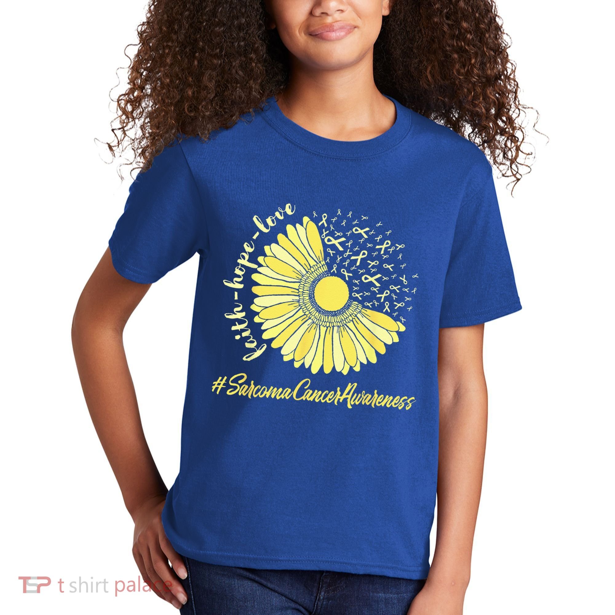 Sarcoma Cancer Awareness Yellow Sunflower Sarcoma Awareness Kids T-Shirt
