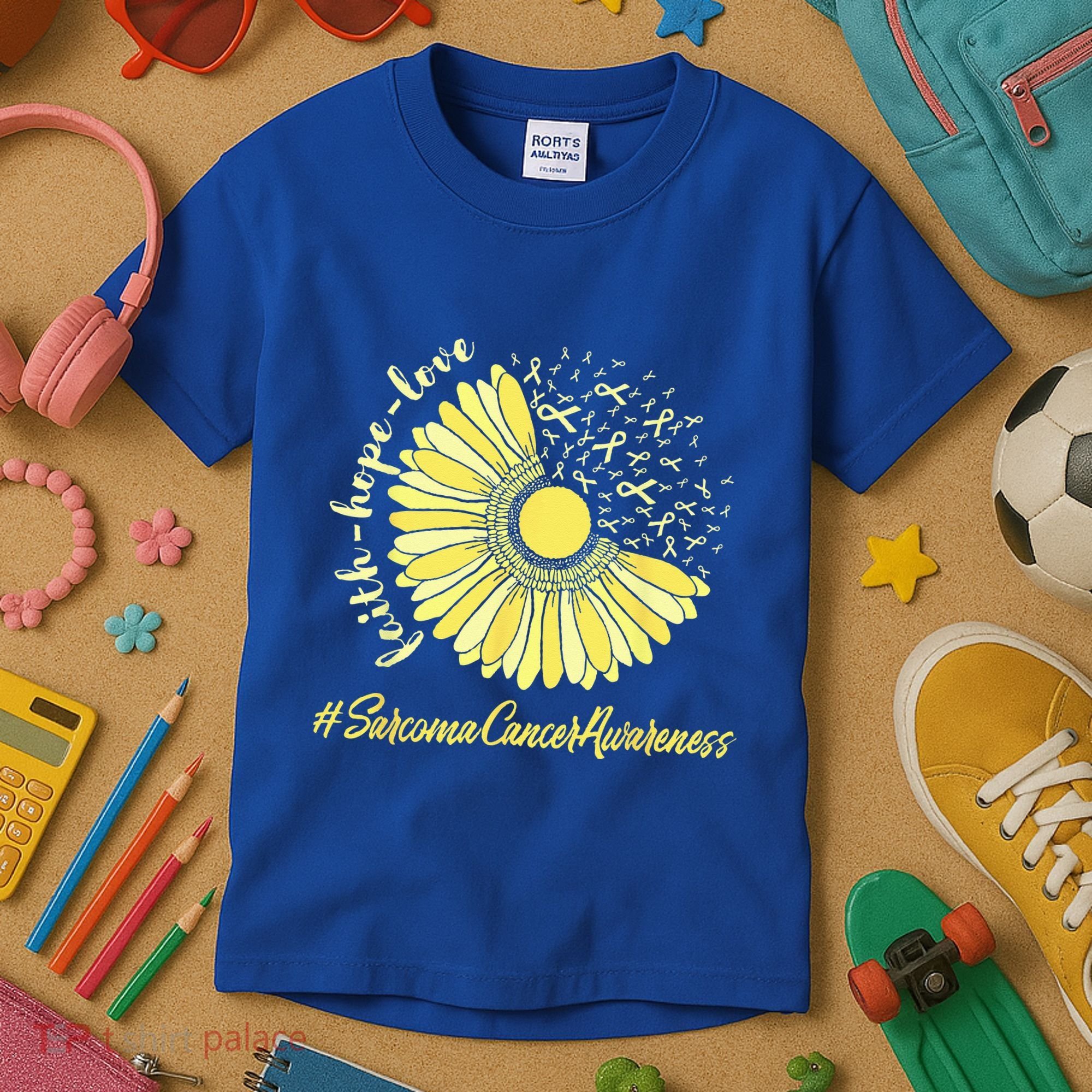 Sarcoma Cancer Awareness Yellow Sunflower Sarcoma Awareness Kids T-Shirt