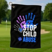Stop Child Abuse Child Abuse Prevention Awareness Golf Towel thumb 1