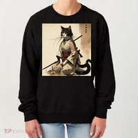 Samurai Cat Artwork Japanese Women's Sweatshirt thumb 0