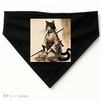 Samurai Cat Artwork Japanese USA-Made Doggie Bandana