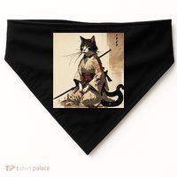 Samurai Cat Artwork Japanese USA-Made Doggie Bandana thumb 0