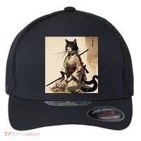 Samurai Cat Artwork Japanese Flexfit Unipanel Trucker Cap thumb 0