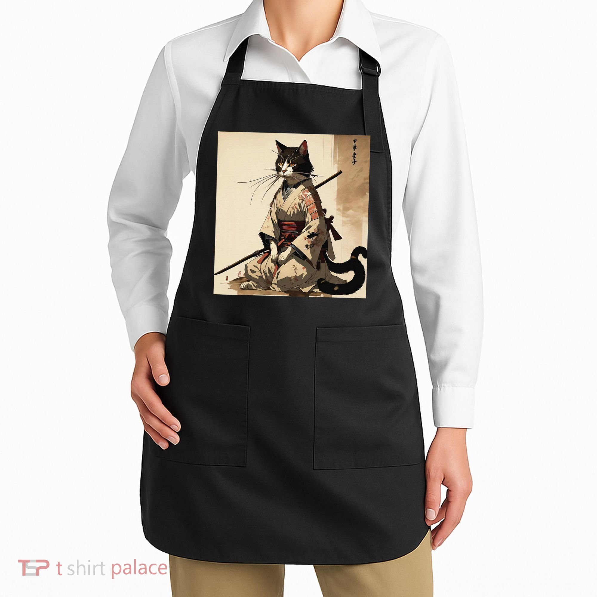 Samurai Cat Artwork Japanese Apron