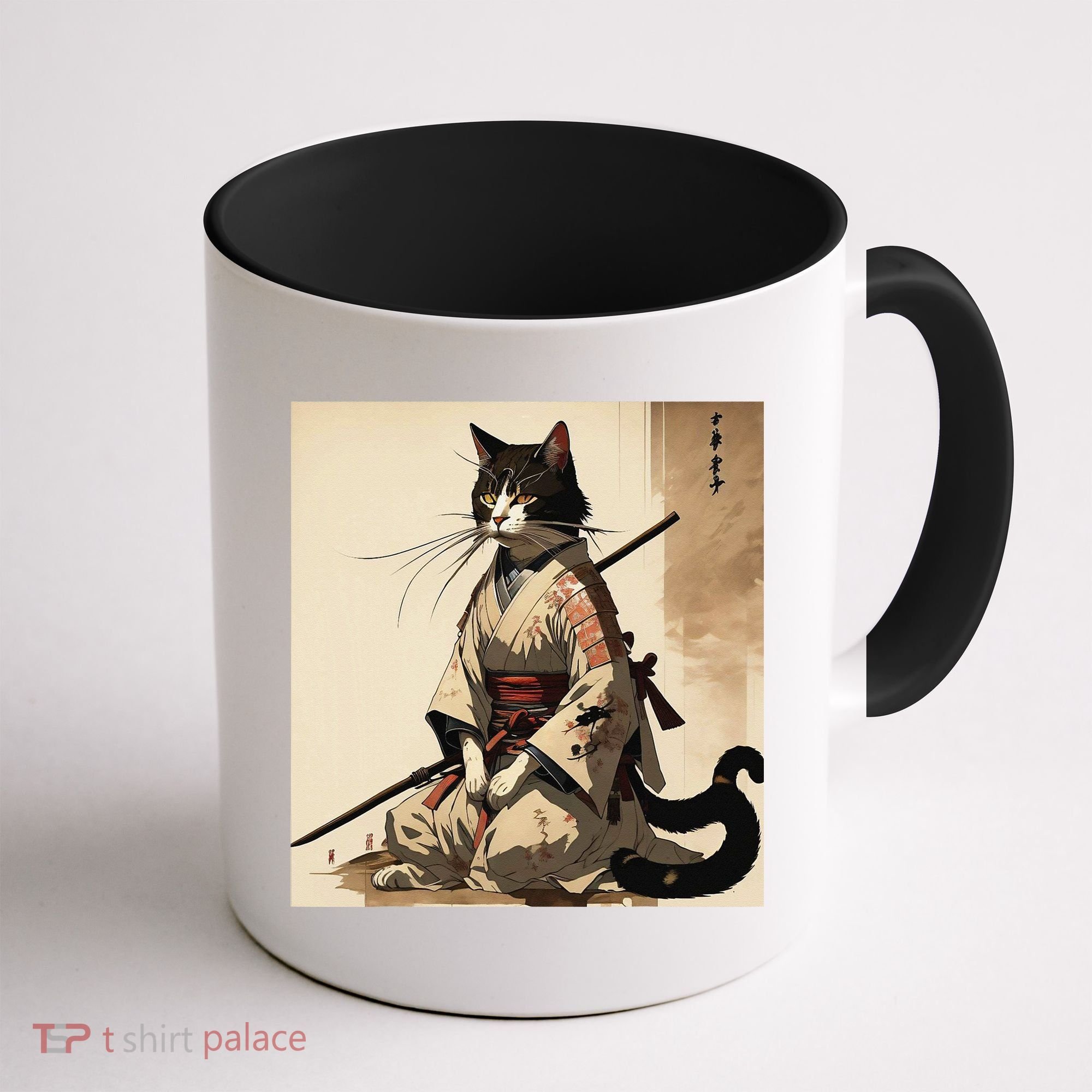 Samurai Cat Artwork Japanese Coffee Mug