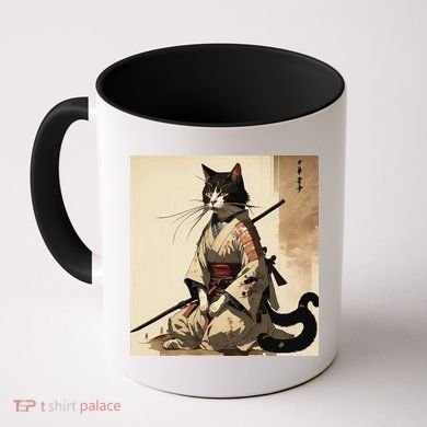 Samurai Cat Artwork Japanese Coffee Mug