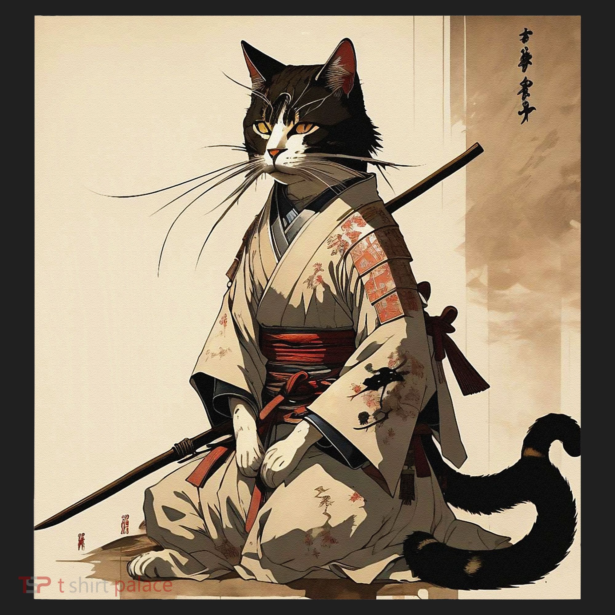 Samurai Cat Artwork Japanese Beanie