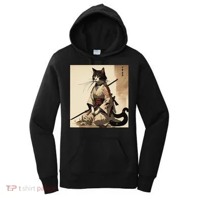 Samurai Cat Artwork Japanese Women's Hoodie
