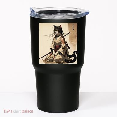 Samurai Cat Artwork Japanese Tumbler