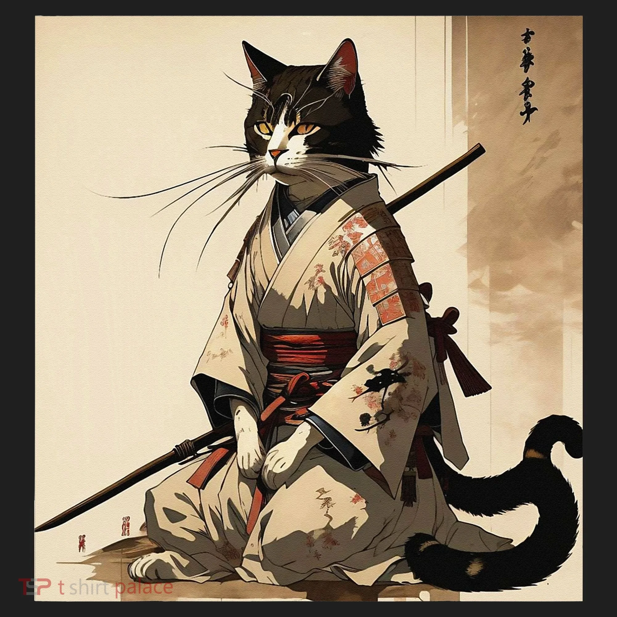 Samurai Cat Artwork Japanese Tumbler